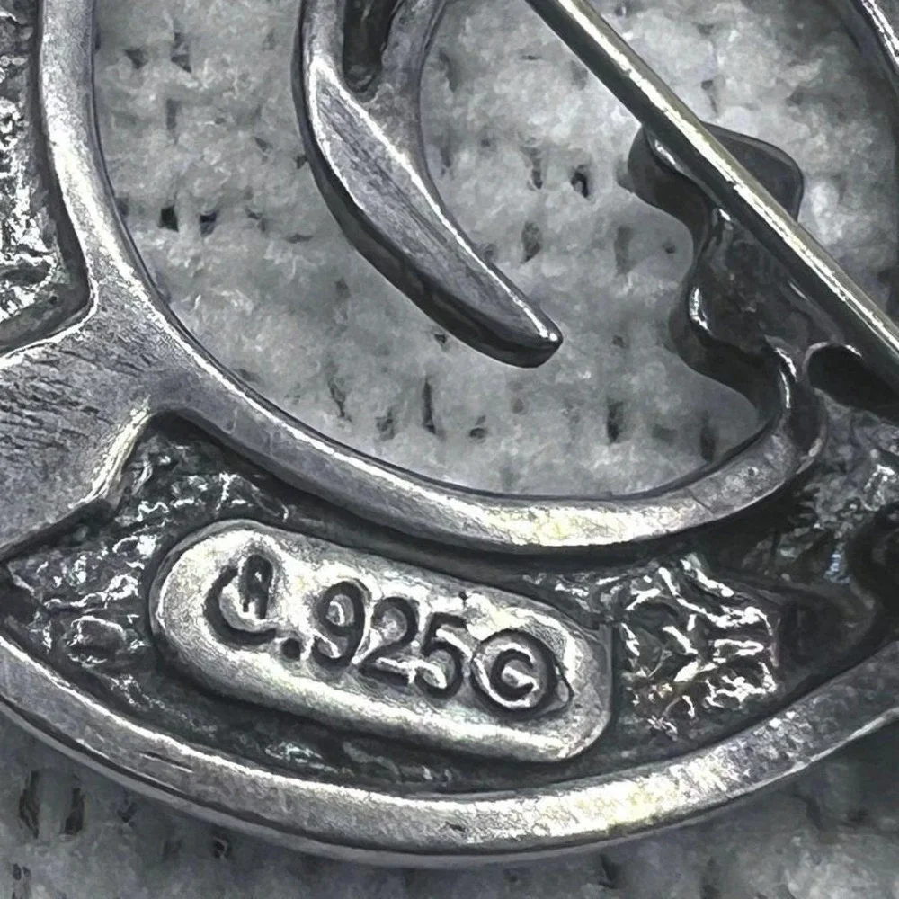 Carolyn Pollack Sterling‎ Silver Brooch Salamander Gecko Lizard Multi Stones 13g